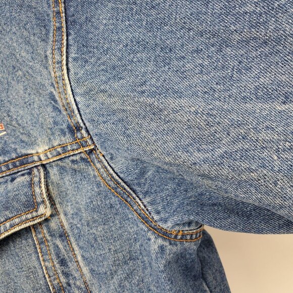 Vintage Looney Tunes Tasmanian Devil Mean and Rough Patch Jean Jacket Large - Picture 7 of 16